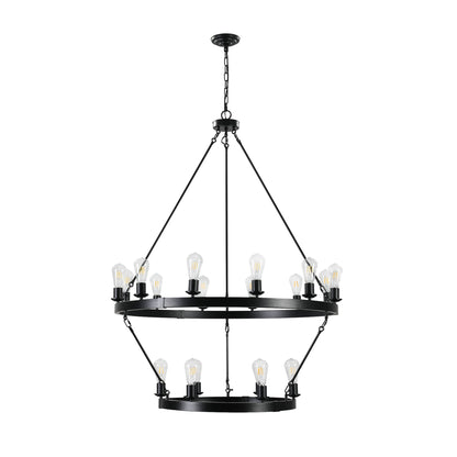 (NEW SKU:W1340P206659) Retro style Large 2 - Tier circular ceiling Ironwork chandelier - 1st Choice Furniture Direct