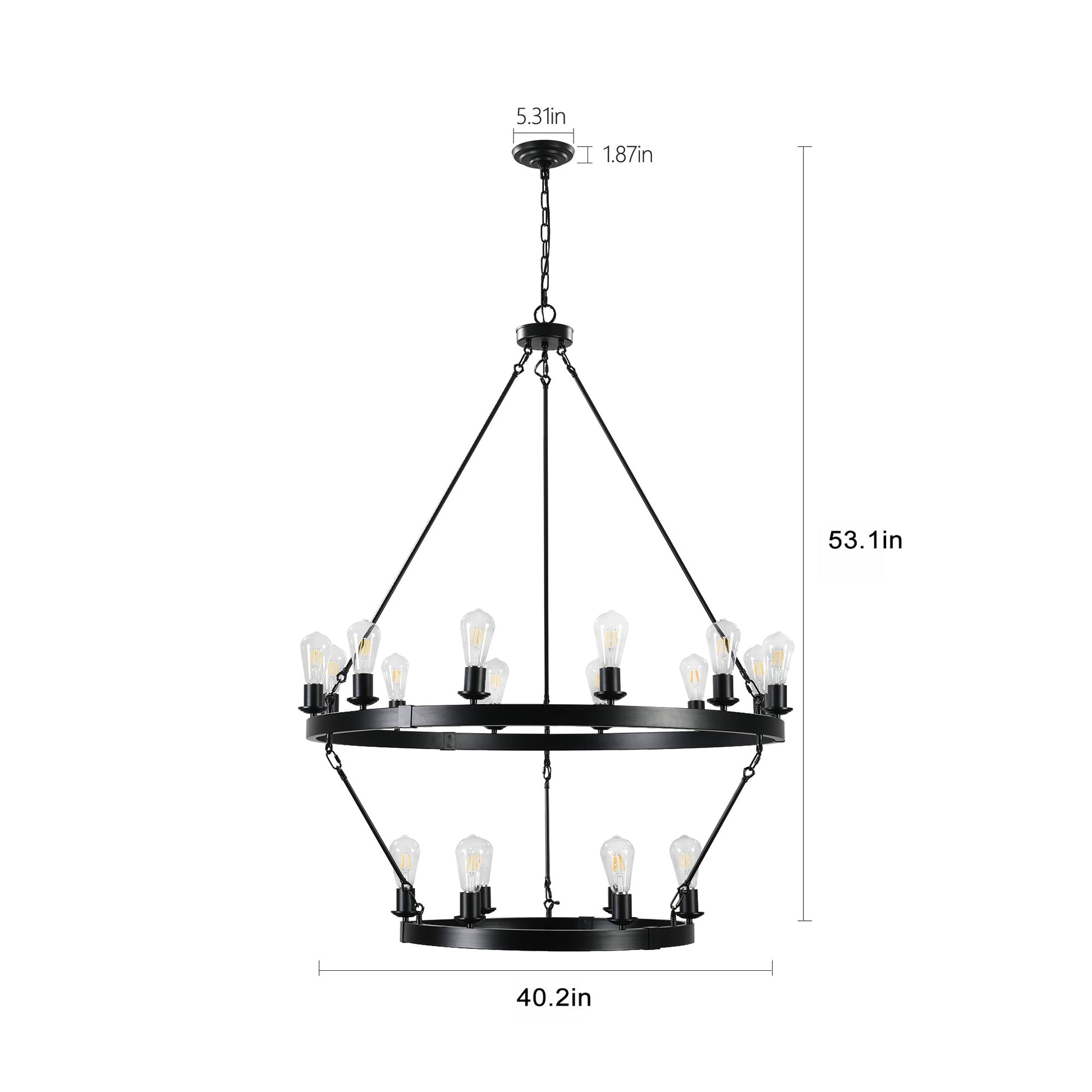(NEW SKU:W1340P206659) Retro style Large 2 - Tier circular ceiling Ironwork chandelier - 1st Choice Furniture Direct