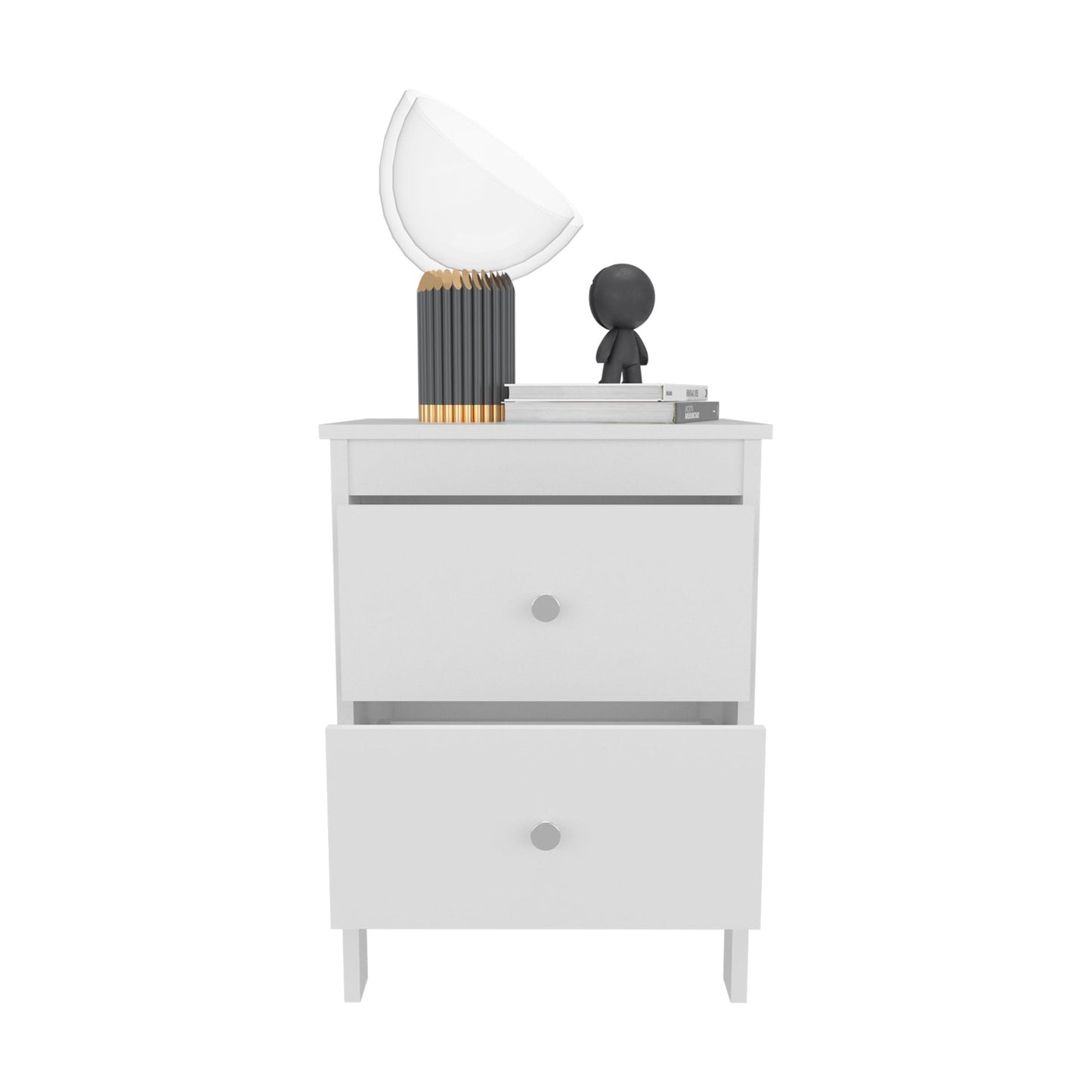 Newcastle Nightstand Two Drawer And Open Shelf, Modern Bedside Table, White - 1st Choice Furniture Direct