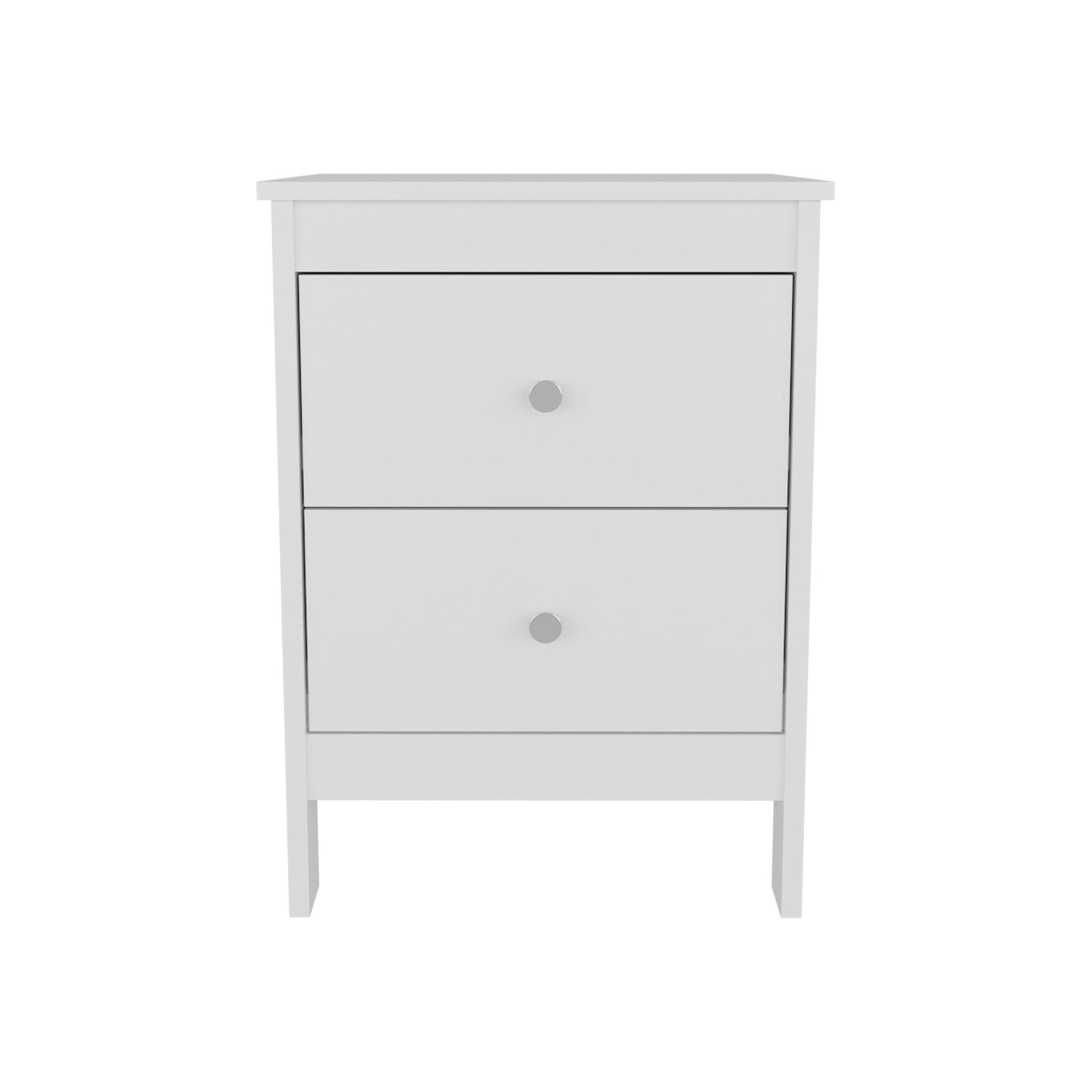 Newcastle Nightstand Two Drawer And Open Shelf, Modern Bedside Table, White - 1st Choice Furniture Direct