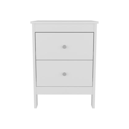Newcastle Nightstand Two Drawer And Open Shelf, Modern Bedside Table, White - 1st Choice Furniture Direct