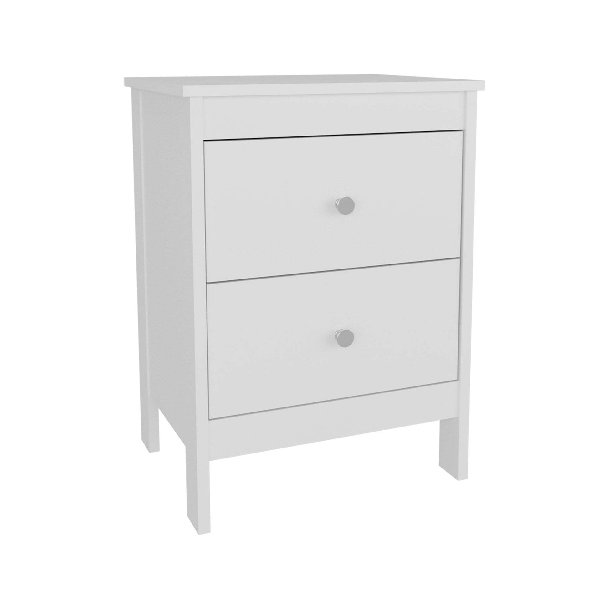 Newcastle Nightstand Two Drawer And Open Shelf, Modern Bedside Table, White - 1st Choice Furniture Direct