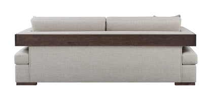 Niamey Fabric & Walnut Finish Sofa w/ 4 Toss Pillows - 1st Choice Furniture Direct