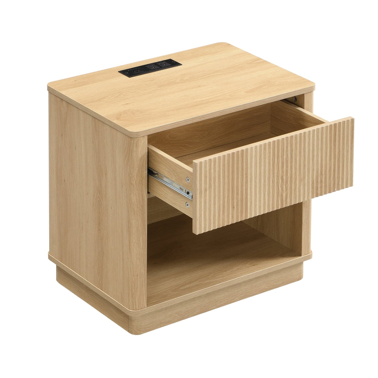 Nightstand with Outlet & USB Port, Modern Bedside Table with Charging Station and Storage Drawer, Modern Design for Small Spaces,Natural Color - 1st Choice Furniture Direct