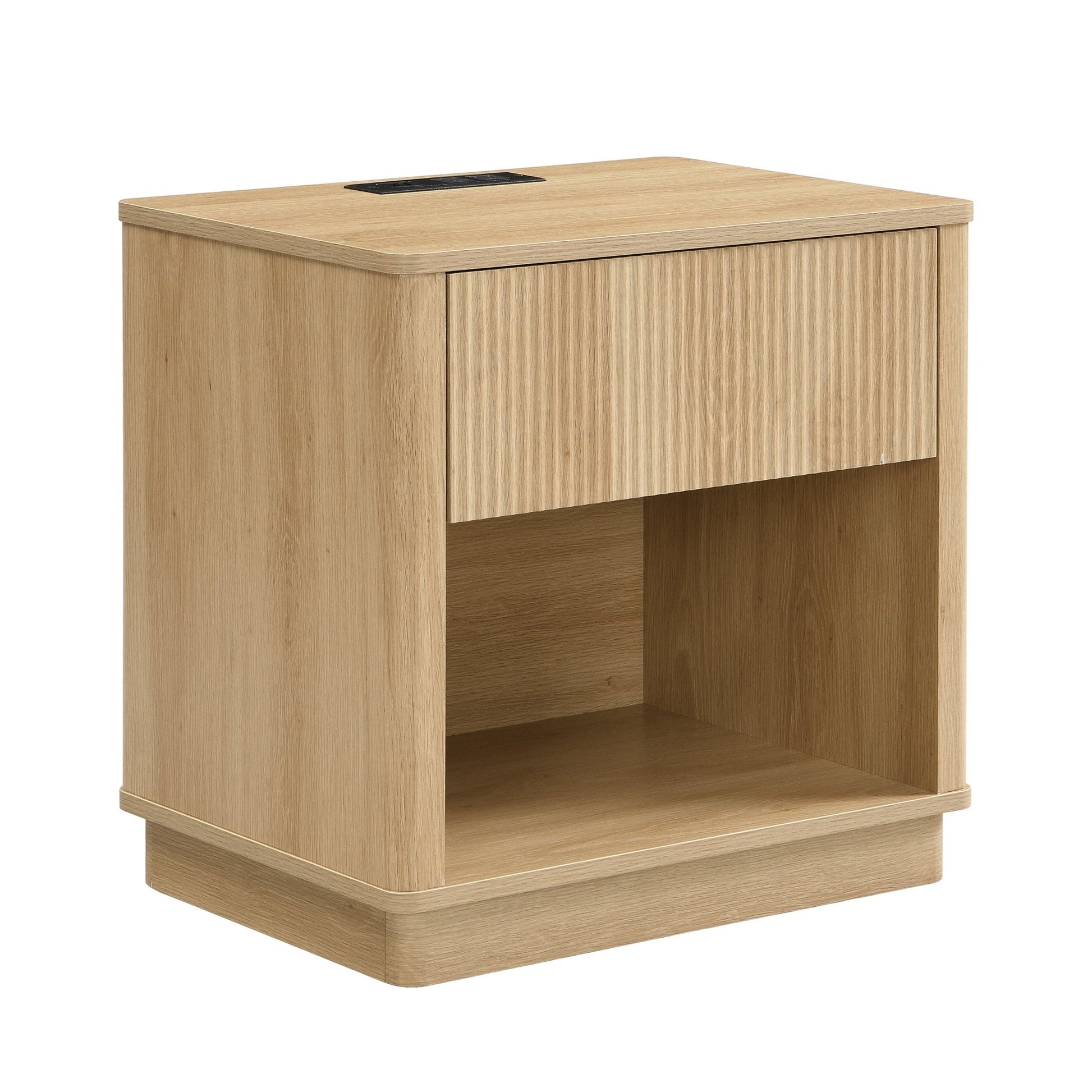 Nightstand with Outlet & USB Port, Modern Bedside Table with Charging Station and Storage Drawer, Modern Design for Small Spaces,Natural Color - 1st Choice Furniture Direct