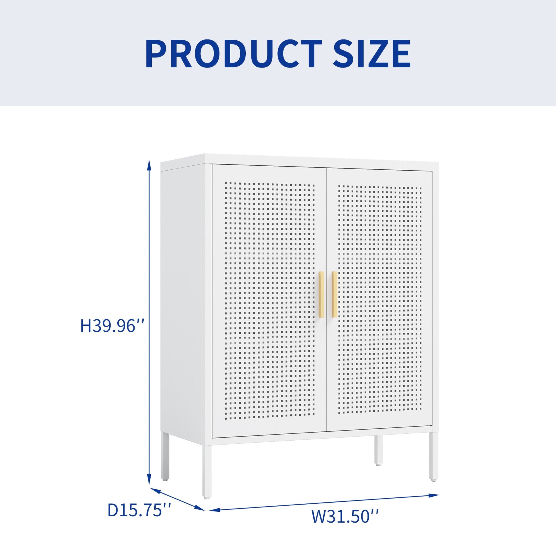 NO LOCK, Metal Storage Cabinet with 2 Doors and 2 Adjustable Shelves, Steel Storage Cabinet, Metal File Cabinet for Home Office School Gym, White - 1st Choice Furniture Direct