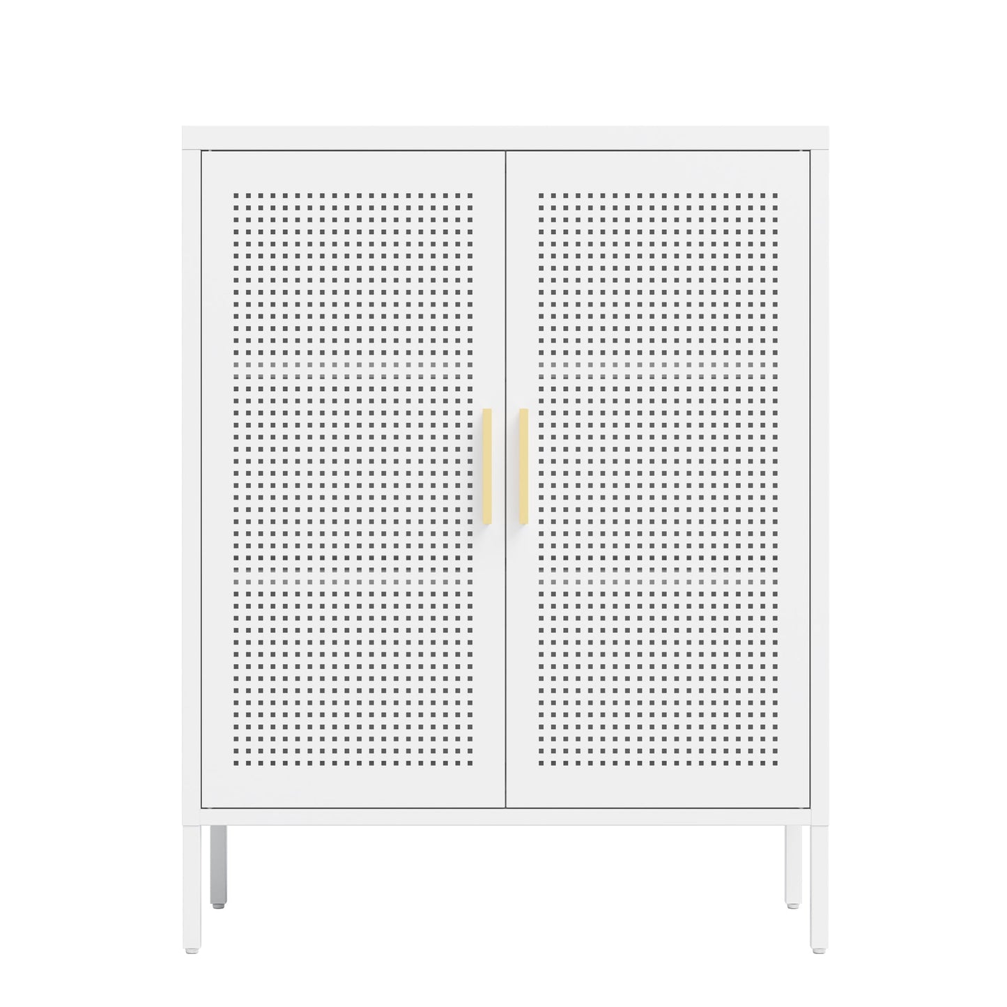 NO LOCK, Metal Storage Cabinet with 2 Doors and 2 Adjustable Shelves, Steel Storage Cabinet, Metal File Cabinet for Home Office School Gym, White - 1st Choice Furniture Direct