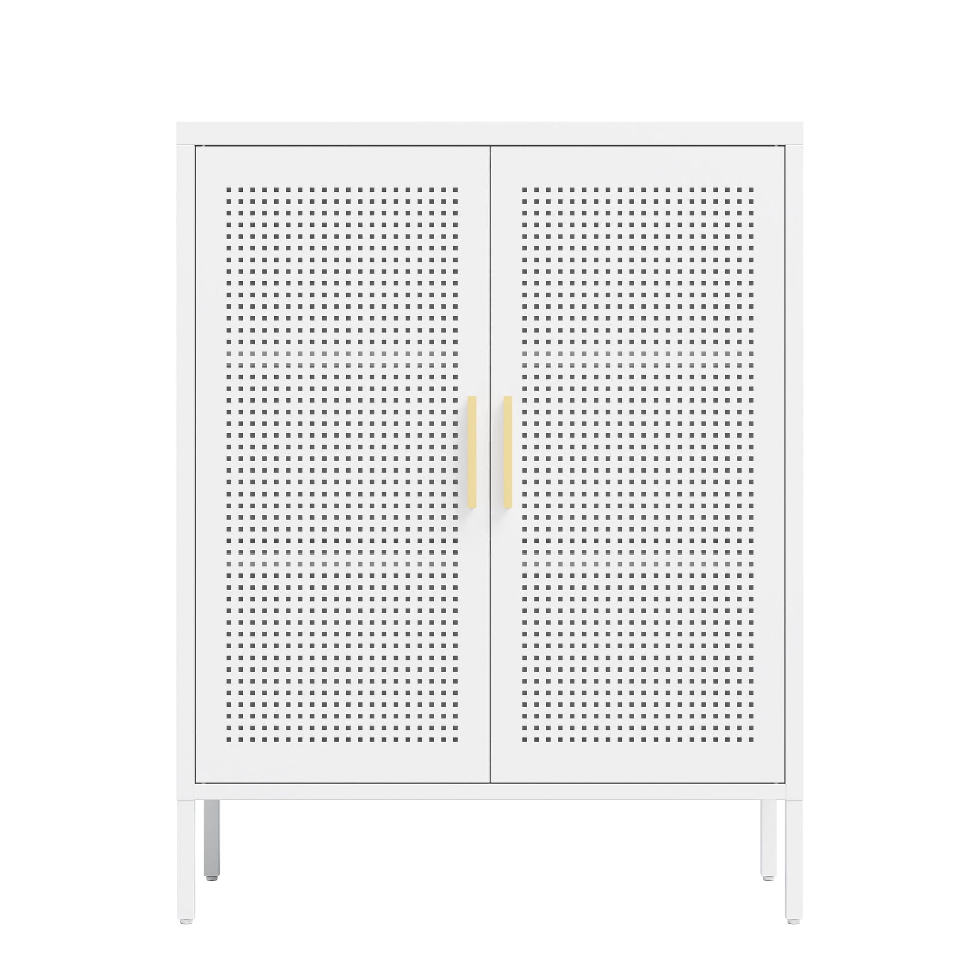 NO LOCK, Metal Storage Cabinet with 2 Doors and 2 Adjustable Shelves, Steel Storage Cabinet, Metal File Cabinet for Home Office School Gym, White - 1st Choice Furniture Direct