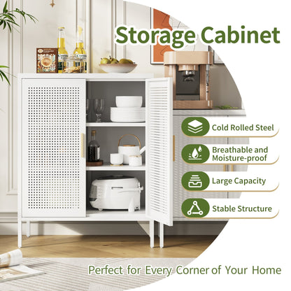NO LOCK, Metal Storage Cabinet with 2 Doors and 2 Adjustable Shelves, Steel Storage Cabinet, Metal File Cabinet for Home Office School Gym, White - 1st Choice Furniture Direct