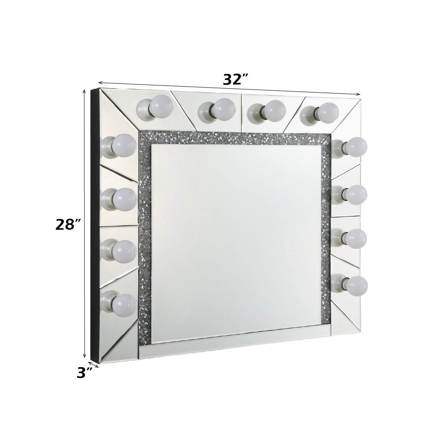 Noralie Mirrored & Faux Diamonds Accent Mirror (Assembled) - 1st Choice Furniture Direct