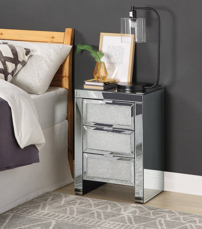 Noralie Mirrored & Faux Diamonds Accent Table - 1st Choice Furniture Direct