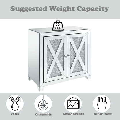 Noralie Mirrored & Faux Diamonds Console Cabinet - 1st Choice Furniture Direct