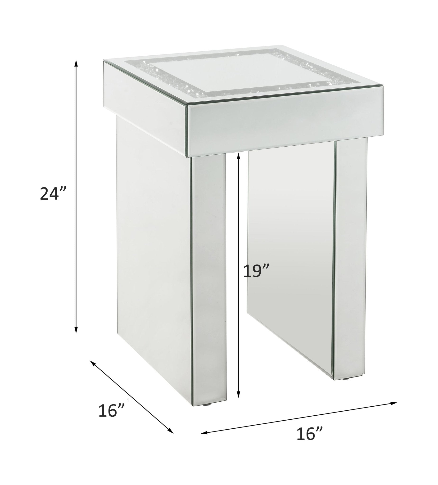 Noralie Mirrored & Faux Diamonds End Table - 1st Choice Furniture Direct