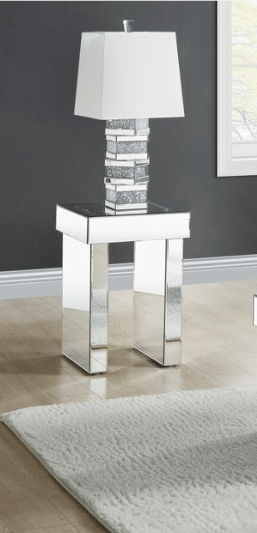 Noralie Mirrored & Faux Diamonds End Table - 1st Choice Furniture Direct