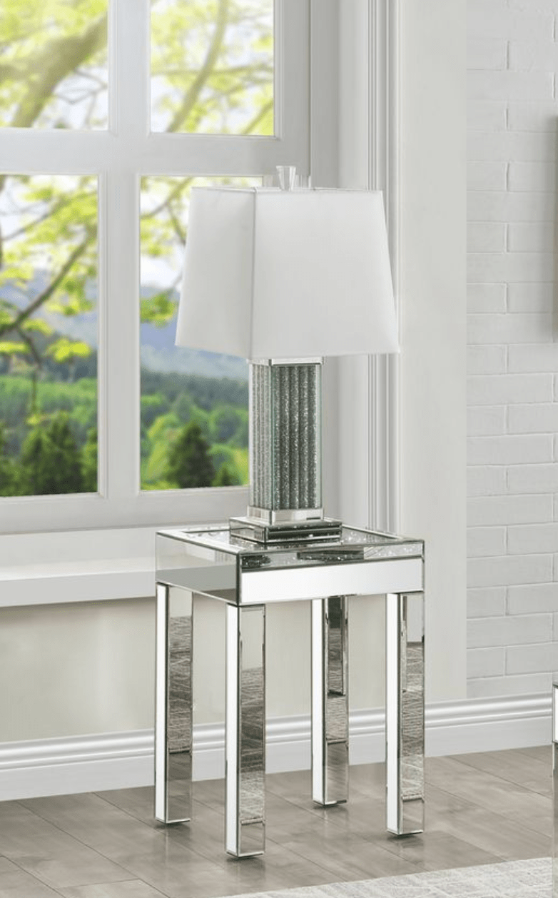 Noralie Mirrored & Faux Diamonds End Table - 1st Choice Furniture Direct