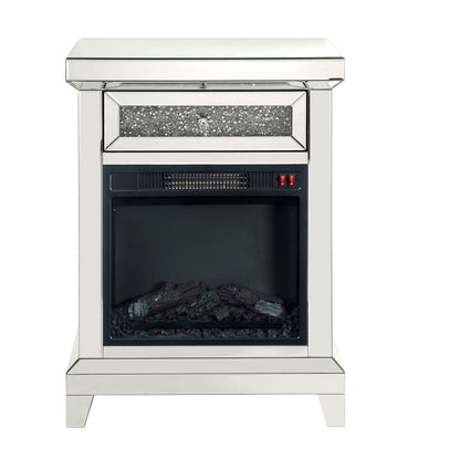 Noralie Mirrored & Faux Diamonds Fireplace(Assembled) - 1st Choice Furniture Direct