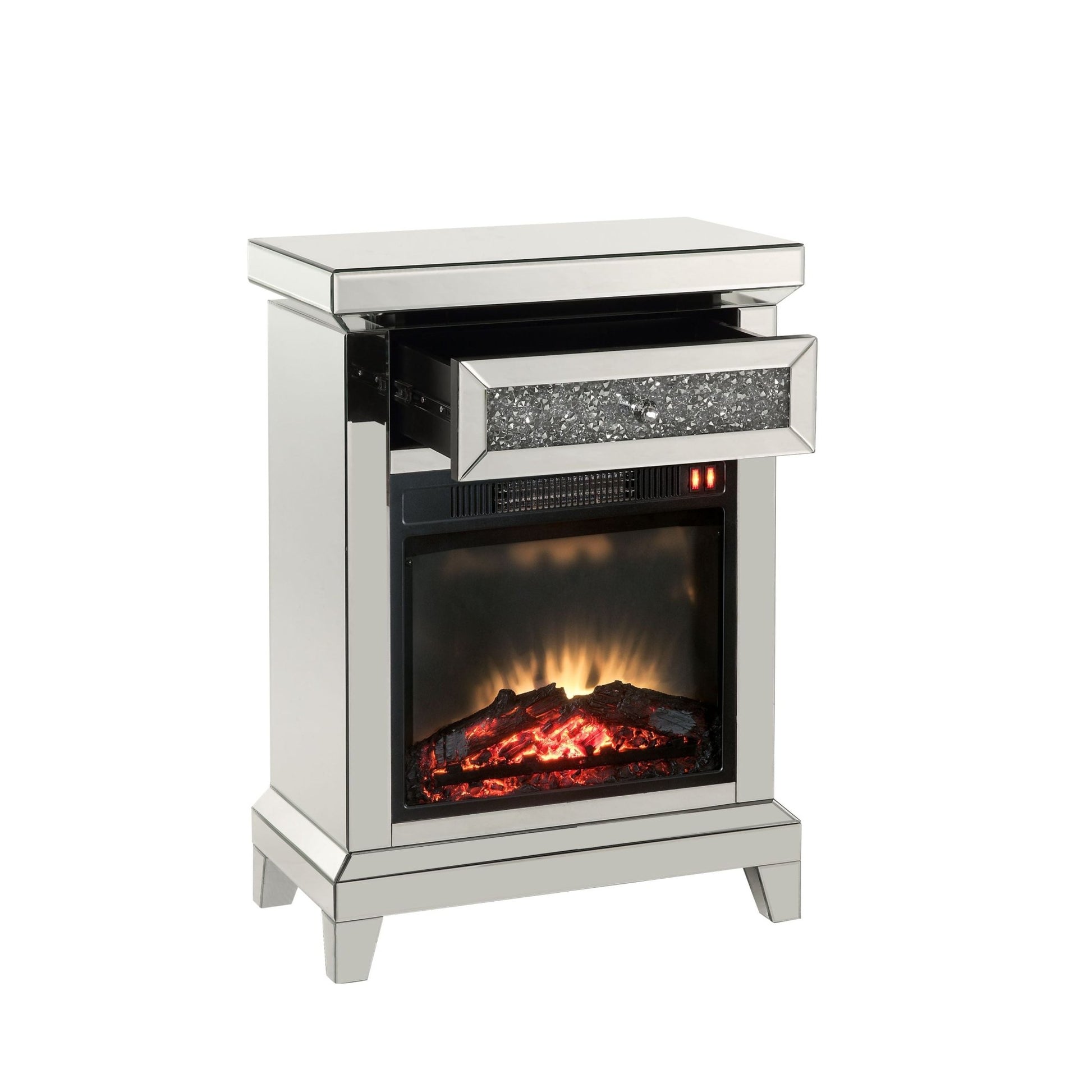 Noralie Mirrored & Faux Diamonds Fireplace(Assembled) - 1st Choice Furniture Direct