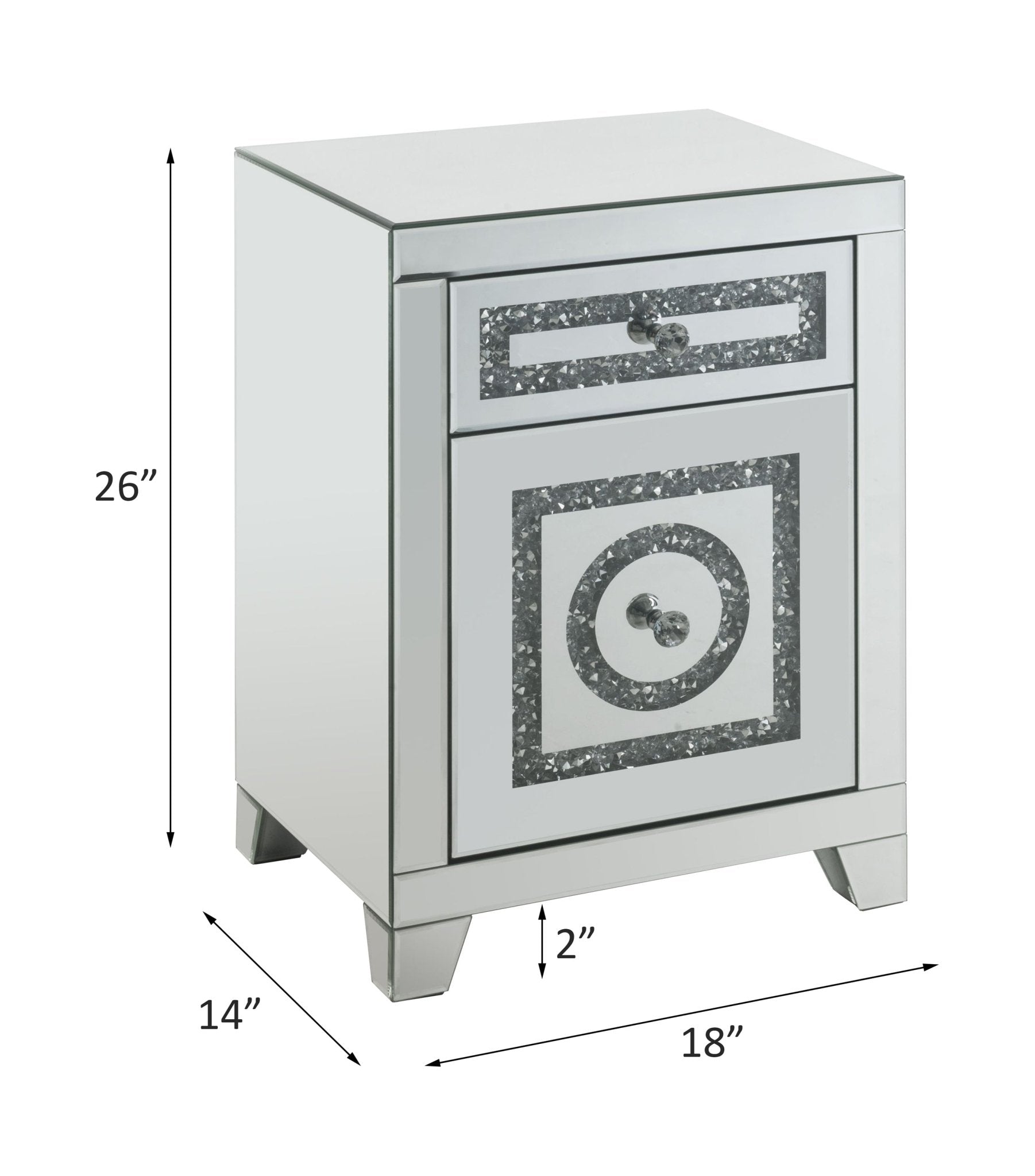 Noralie Mirrored & Faux Dimaonds Accent Table - 1st Choice Furniture Direct