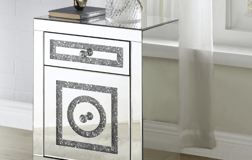 Noralie Mirrored & Faux Dimaonds Accent Table - 1st Choice Furniture Direct