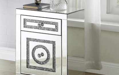 Noralie Mirrored & Faux Dimaonds Accent Table - 1st Choice Furniture Direct