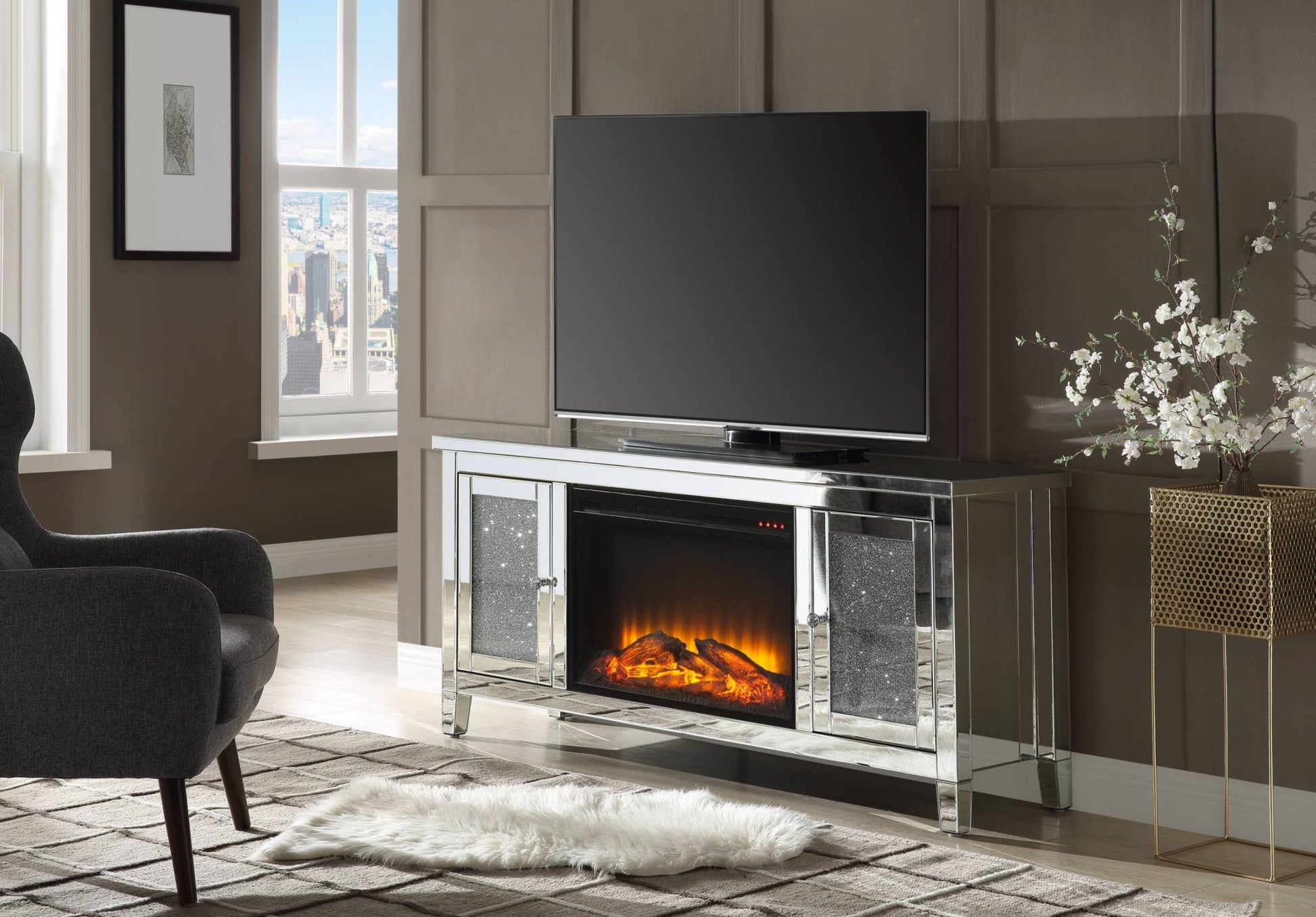 Noralie Tv Stand W/Fireplace - 1st Choice Furniture Direct