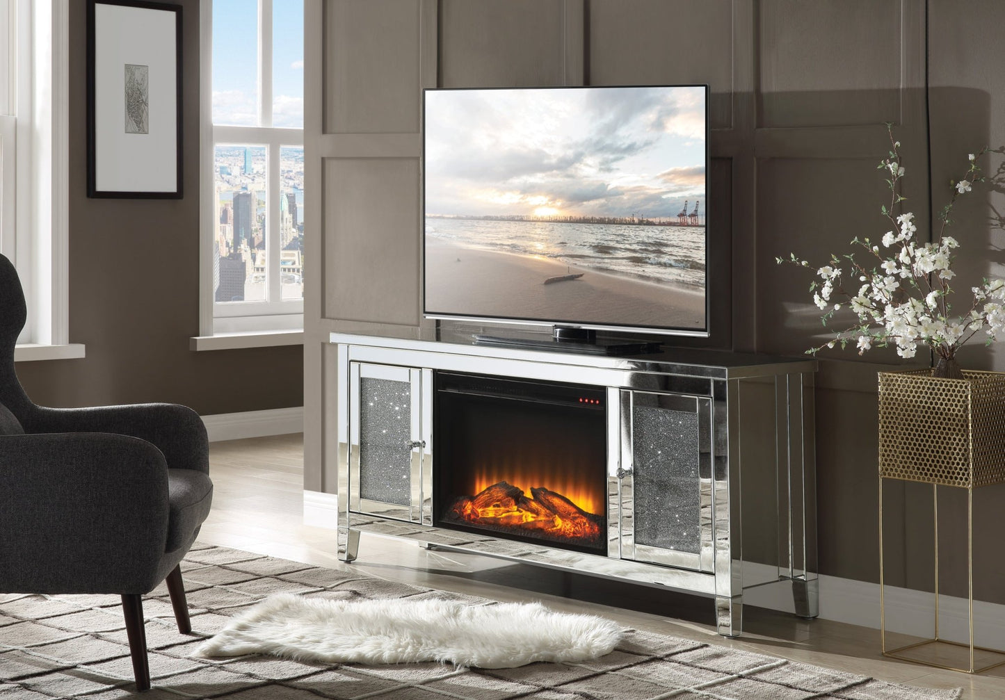 Noralie Tv Stand W/Fireplace - 1st Choice Furniture Direct