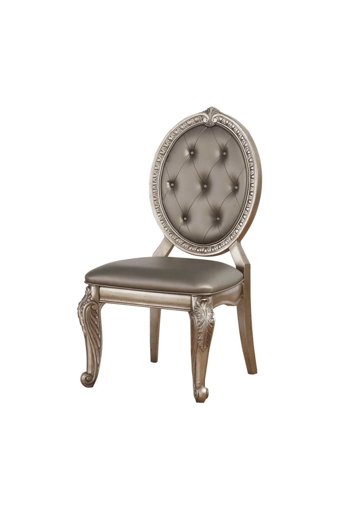 Northville Synthetic Leather & Antique Silver Finish Side Chair (Set of 2) - 1st Choice Furniture Direct
