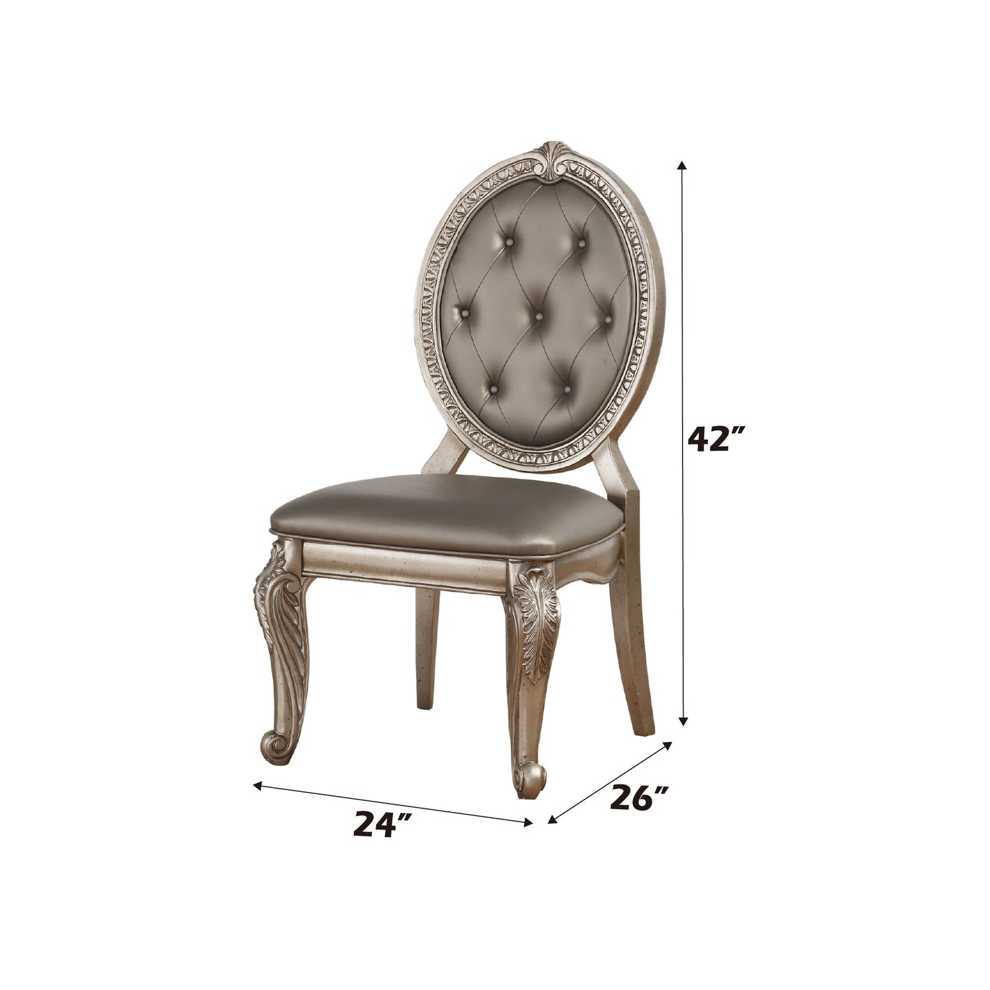 Northville Synthetic Leather & Antique Silver Finish Side Chair (Set of 2) - 1st Choice Furniture Direct