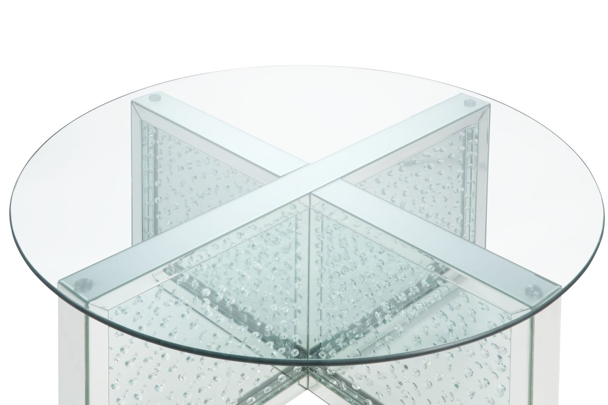 Nysa Mirrored & Faux Crystals Coffee Table (Assembled) - 1st Choice Furniture Direct
