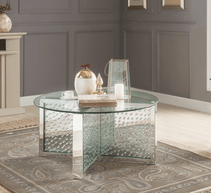 Nysa Mirrored & Faux Crystals Coffee Table (Assembled) - 1st Choice Furniture Direct