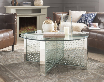 Nysa Mirrored & Faux Crystals Coffee Table (Assembled) - 1st Choice Furniture Direct