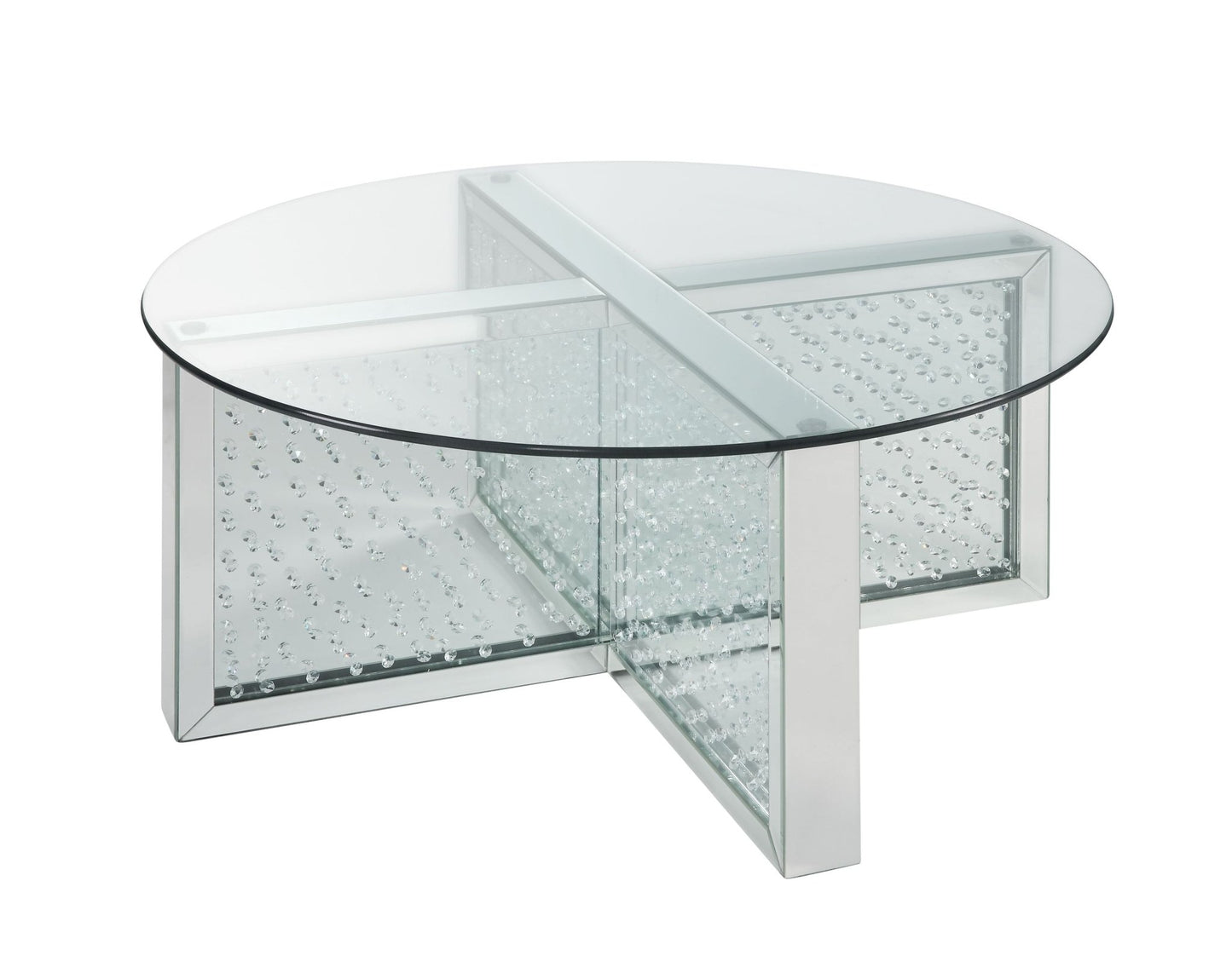 Nysa Mirrored & Faux Crystals Coffee Table (Assembled) - 1st Choice Furniture Direct