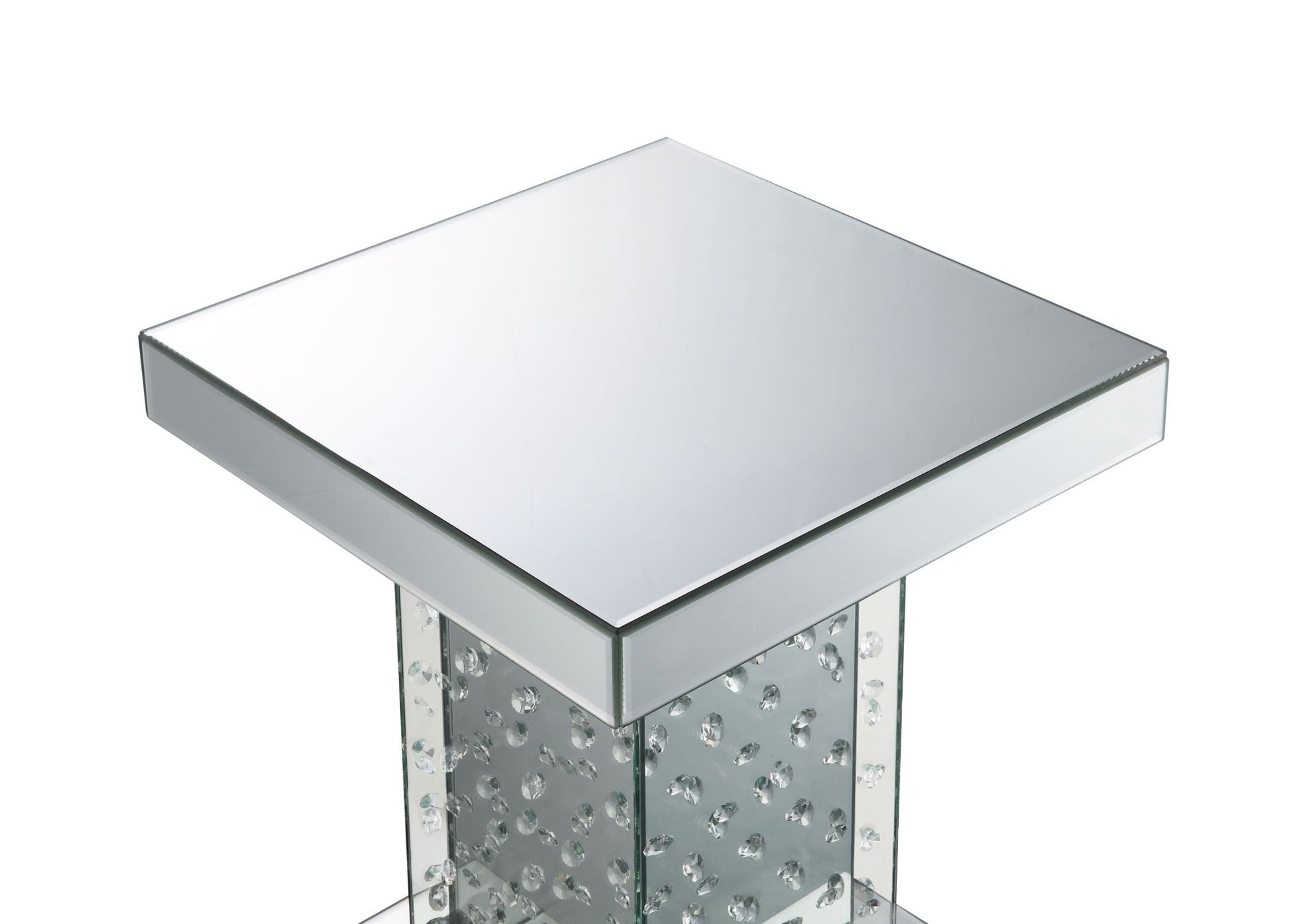 Nysa Mirrored & Faux Crystals End Table - 1st Choice Furniture Direct