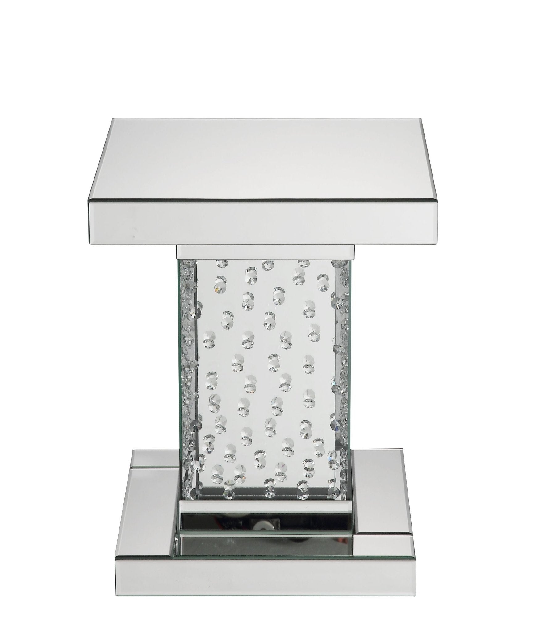 Nysa Mirrored & Faux Crystals End Table - 1st Choice Furniture Direct