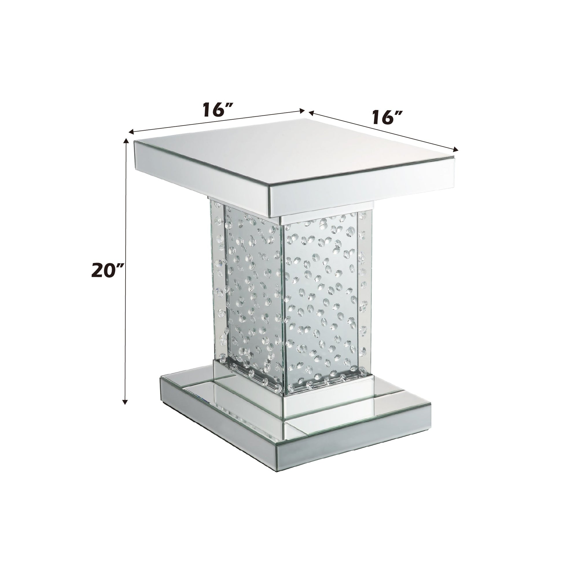 Nysa Mirrored & Faux Crystals End Table - 1st Choice Furniture Direct