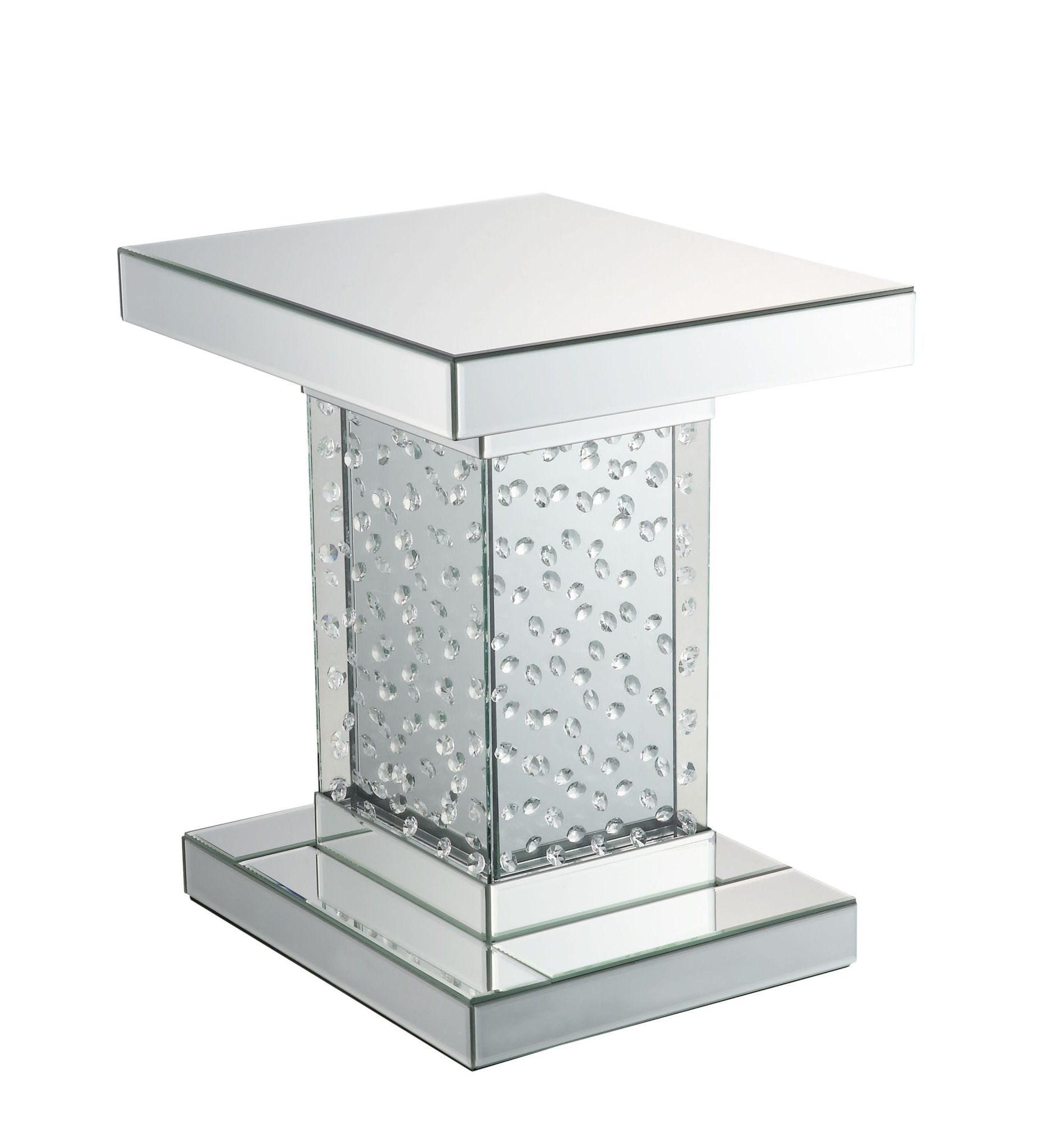 Nysa Mirrored & Faux Crystals End Table - 1st Choice Furniture Direct