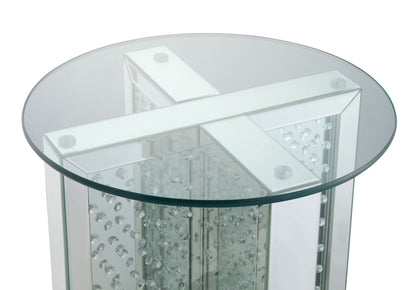Nysa Mirrored & Faux Crystals End Table (Assembled) - 1st Choice Furniture Direct
