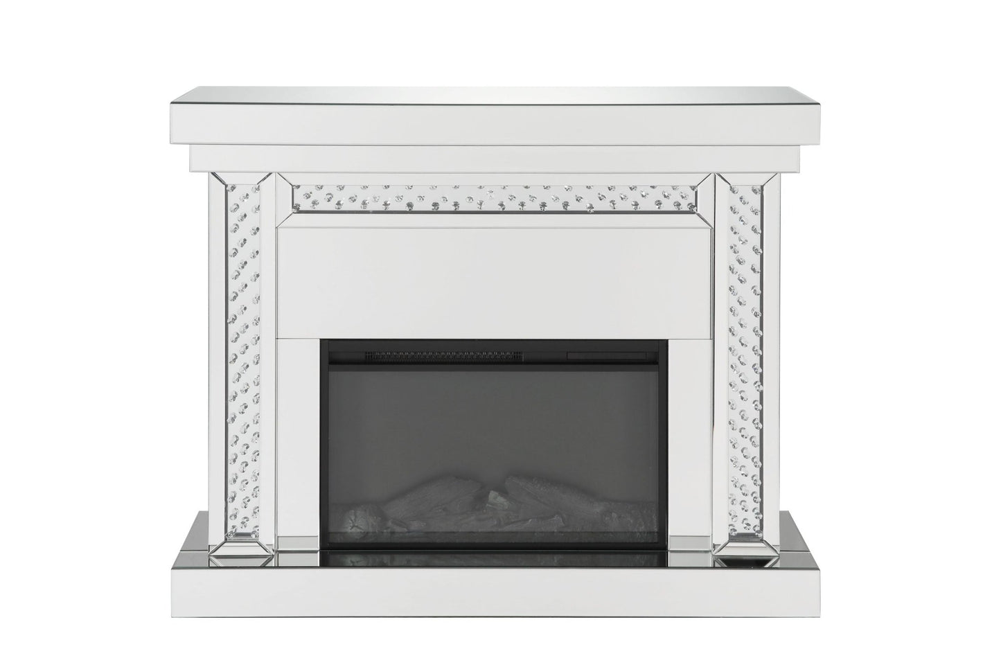 Nysa Mirrored & Faux Crystals Fireplace - 1st Choice Furniture Direct