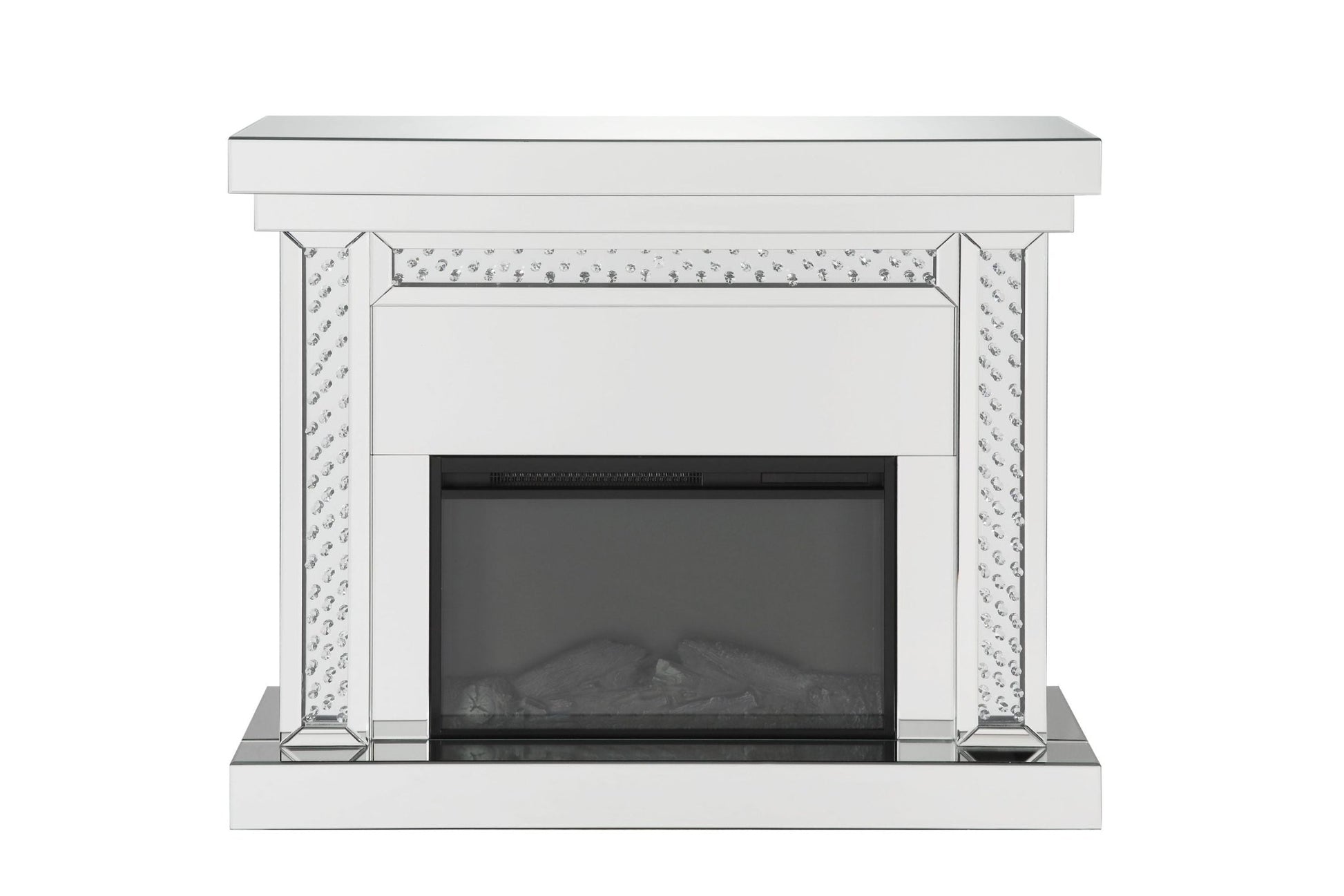 Nysa Mirrored & Faux Crystals Fireplace - 1st Choice Furniture Direct