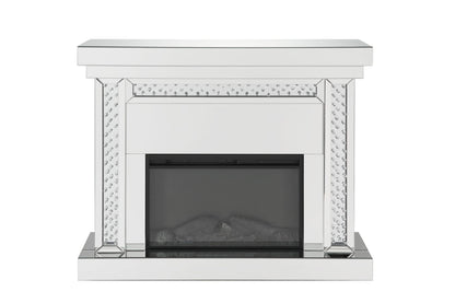 Nysa Mirrored & Faux Crystals Fireplace - 1st Choice Furniture Direct