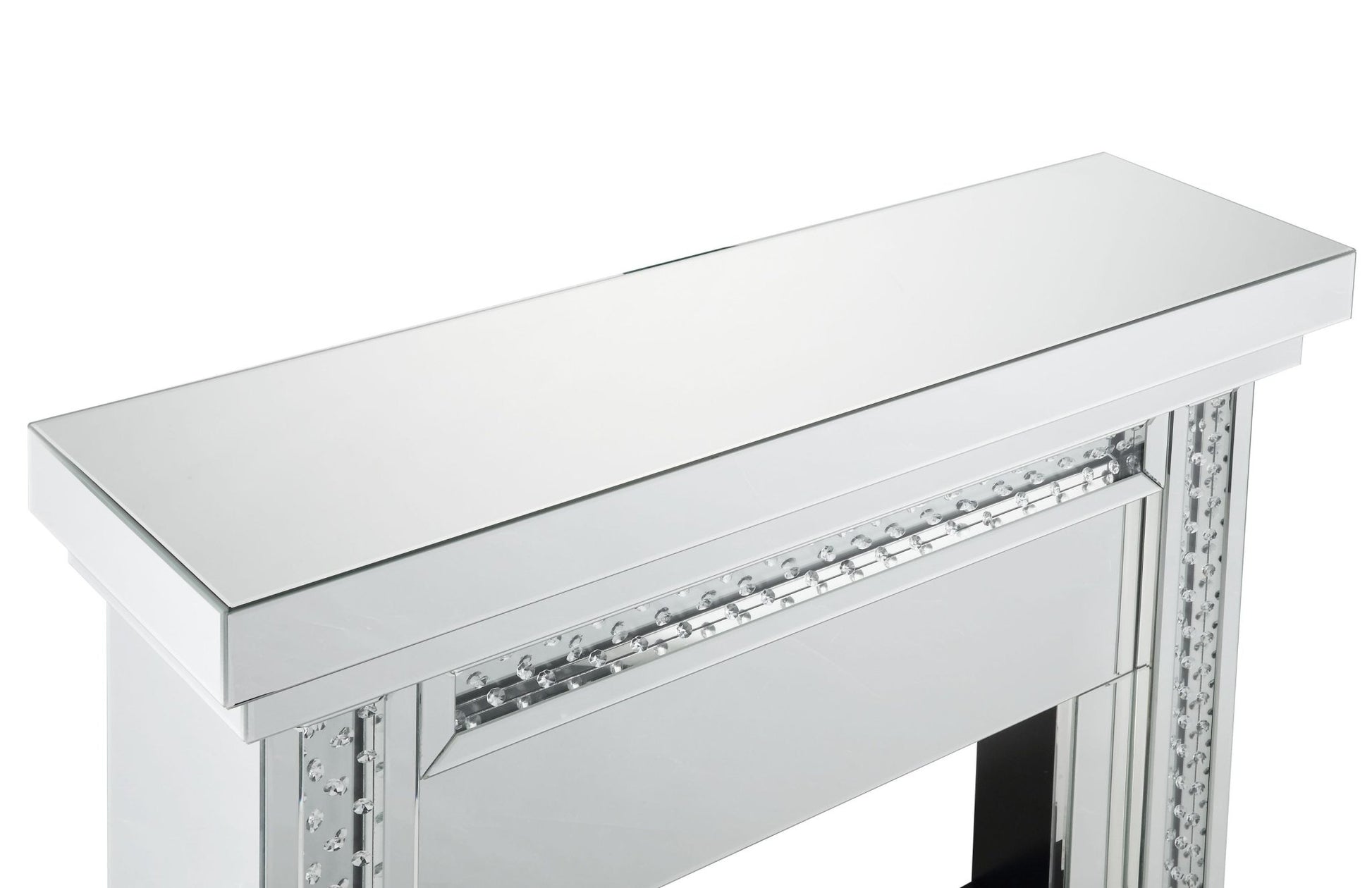 Nysa Mirrored & Faux Crystals Fireplace - 1st Choice Furniture Direct