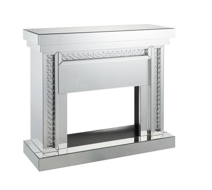 Nysa Mirrored & Faux Crystals Fireplace - 1st Choice Furniture Direct