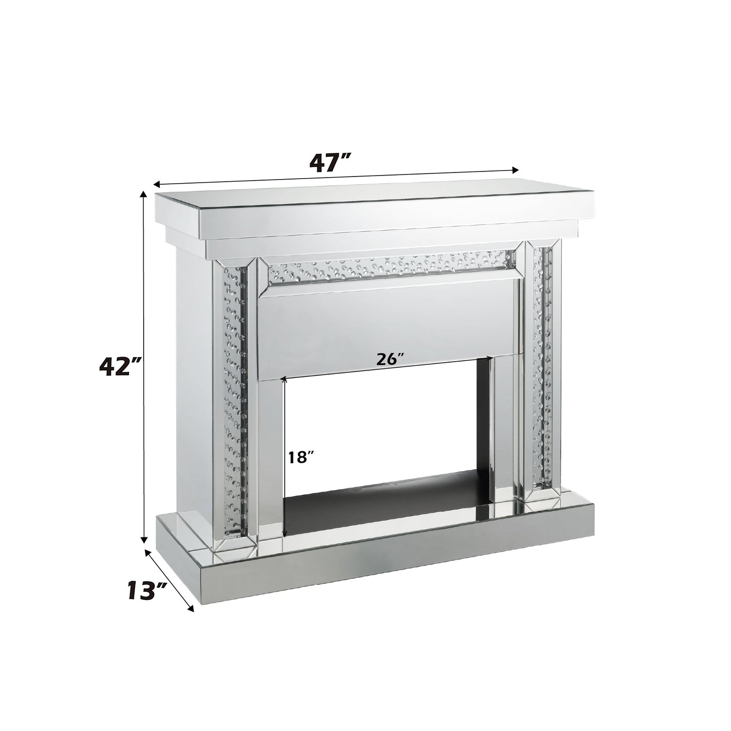 Nysa Mirrored & Faux Crystals Fireplace - 1st Choice Furniture Direct