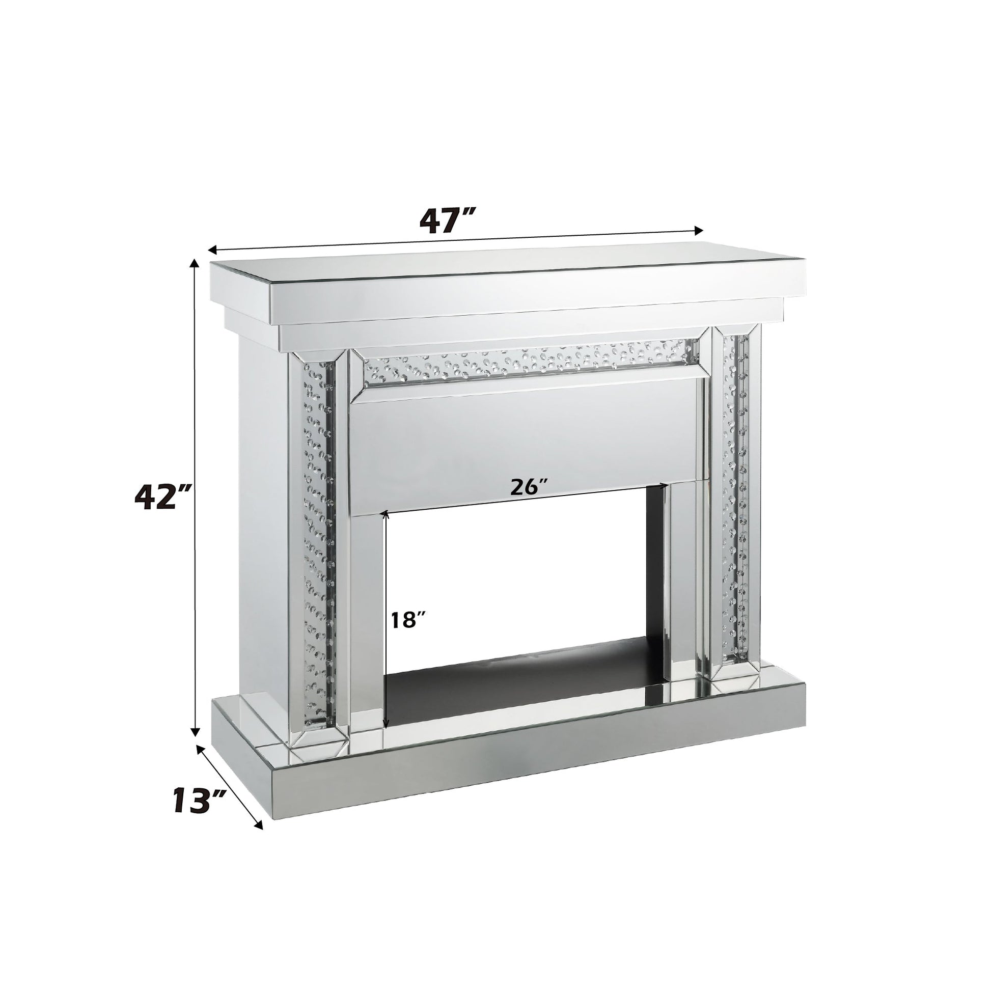 Nysa Mirrored & Faux Crystals Fireplace - 1st Choice Furniture Direct