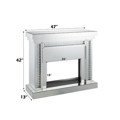 Nysa Mirrored & Faux Crystals Fireplace - 1st Choice Furniture Direct
