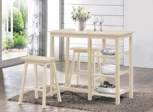 Nyssa Buttermilk Finish 3PCs Counter Height Set - 1st Choice Furniture Direct