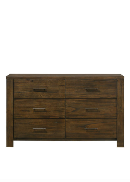 Oak 6 Drawer Dresser with Antique Brass Hardware - 1st Choice Furniture Direct