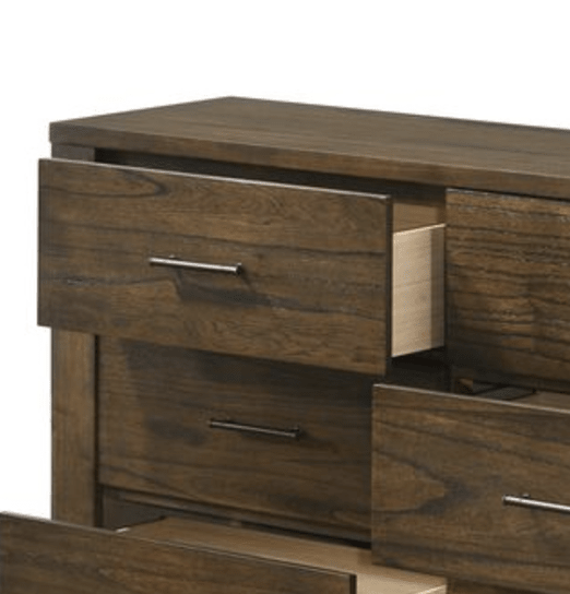 Oak 6 Drawer Dresser with Antique Brass Hardware - 1st Choice Furniture Direct