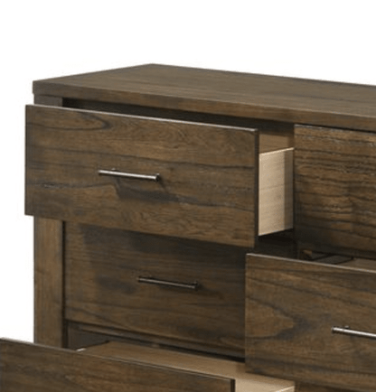 Oak 6 Drawer Dresser with Antique Brass Hardware - 1st Choice Furniture Direct
