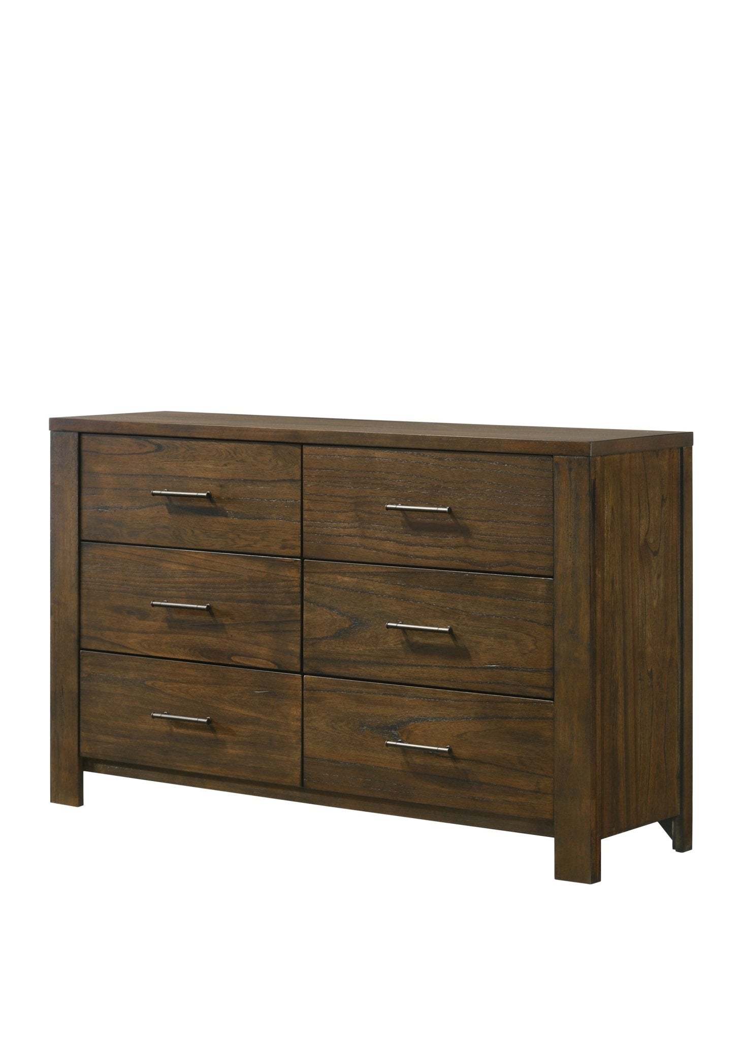 Oak 6 Drawer Dresser with Antique Brass Hardware - 1st Choice Furniture Direct